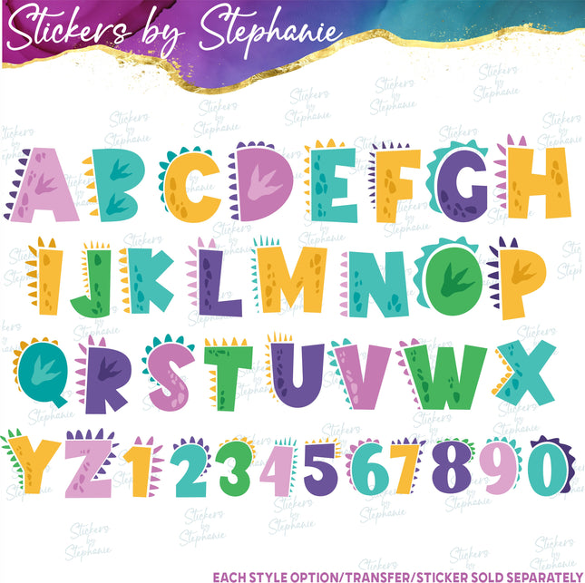 (s11-004) Dinosaur Letters Custom Name Text Iron-On Transfer or Sticker