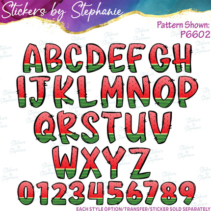 (s11-040) Red Watermelon Letters Custom Name Text Iron-On Transfer or Sticker