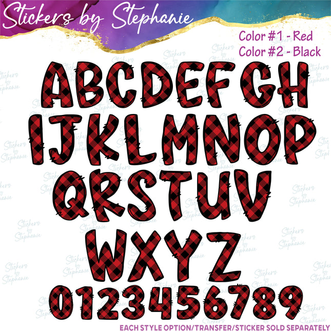 (s11-044) Plaid Letters Custom Name Text Iron-On Transfer or Sticker