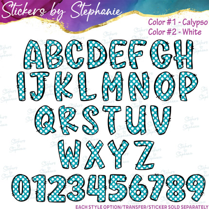 (s11-046) Polka Dot Letters Custom Name Text Iron-On Transfer or Sticker