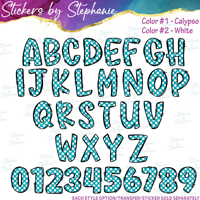 (s11-046) Polka Dot Letters Custom Name Text Iron-On Transfer or Sticker