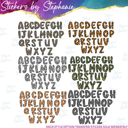(s11-005) Safari Animal Print Letters Custom Name Text Iron-On Transfer or Sticker