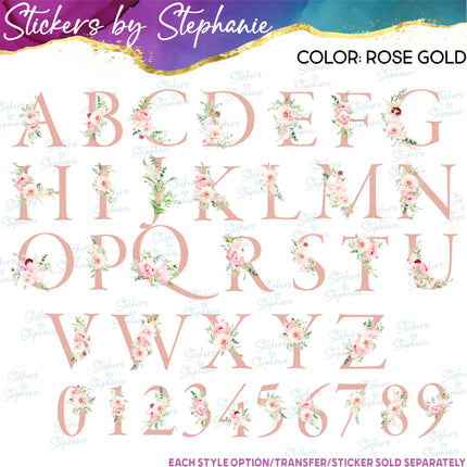 (s11-056) Blush Wedding Flowers Letters Custom Name Text Iron-On Transfer or Sticker