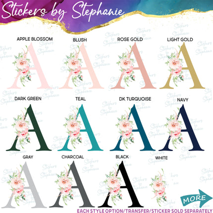 (s11-056) Blush Wedding Flowers Letters Custom Name Text Iron-On Transfer or Sticker