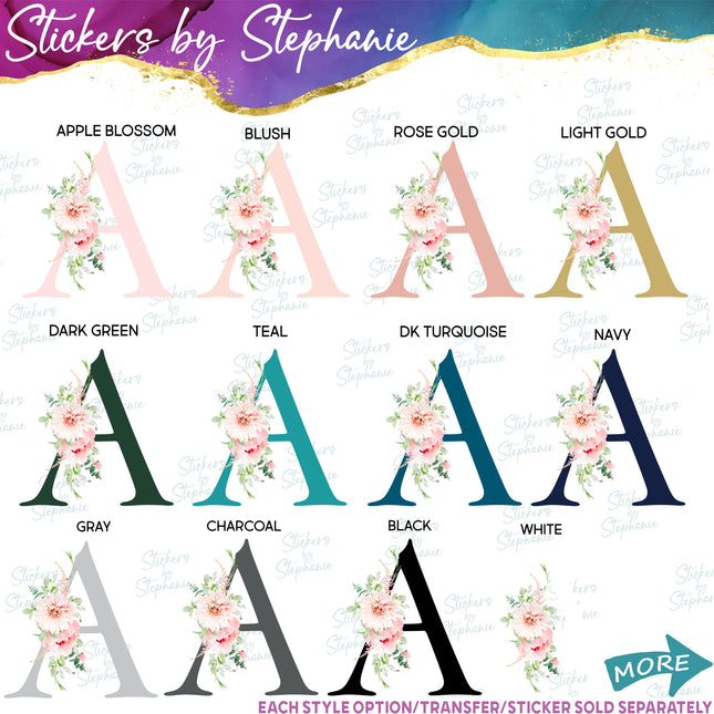 (s11-056) Blush Wedding Flowers Letters Custom Name Text Iron-On Transfer or Sticker