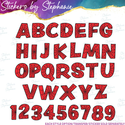 (s11-057) Spider Web Spiderman Letters Custom Name Text Iron-On Transfer or Sticker