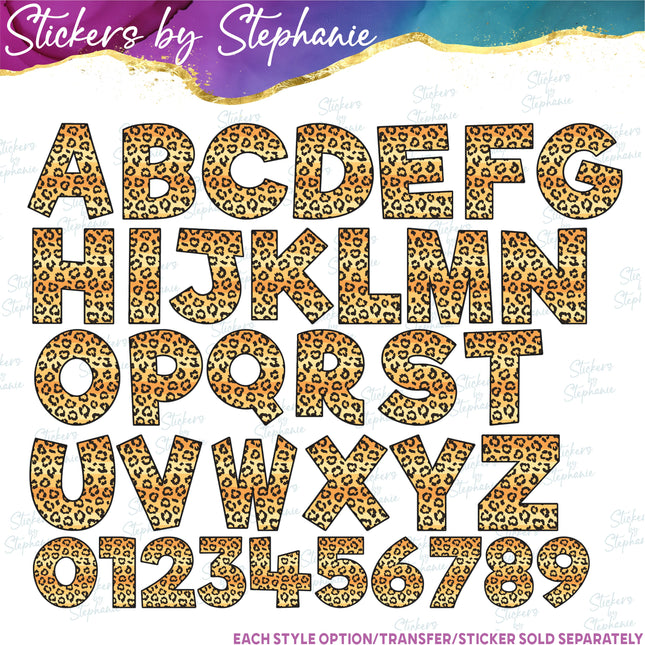 (s11-058) Cheetah Leopard Print Letters Custom Name Text Iron-On Transfer or Sticker