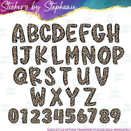 (s11-006) Cheetah Leopard Print Letters Custom Name Text Iron-On Transfer or Sticker