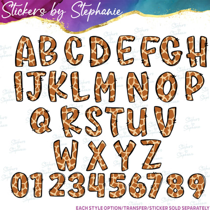 (s11-009) Giraffe Print Letters Custom Name Text Iron-On Transfer or Sticker
