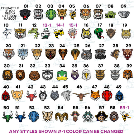 (s06-191) Mascot Team Name Text Custom Iron-On Transfer or Sticker