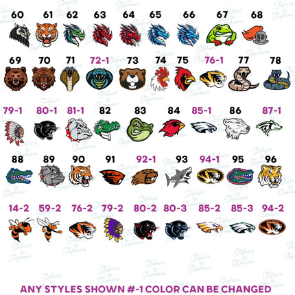 (s06-191) Mascot Team Name Text Custom Iron-On Transfer or Sticker