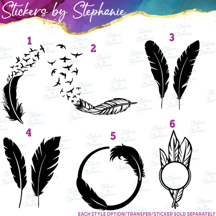 (s01A-106) Bird Feather Iron-On Transfer
