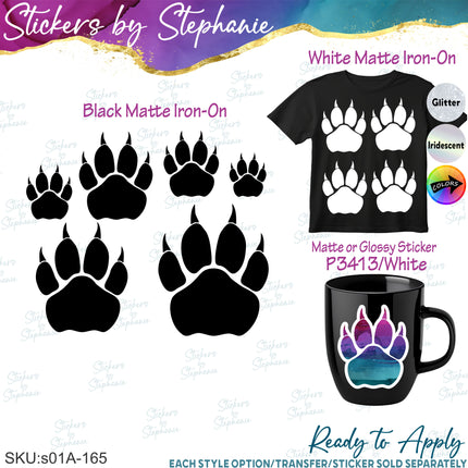 (s01A-165) Lion Paw Print Iron-On Transfer