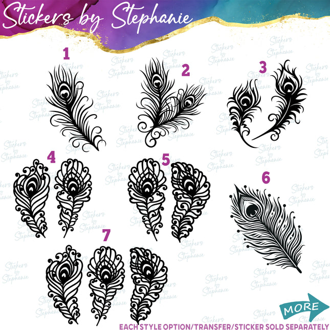 (s01A-017) Peacock Feather Iron-On Transfer