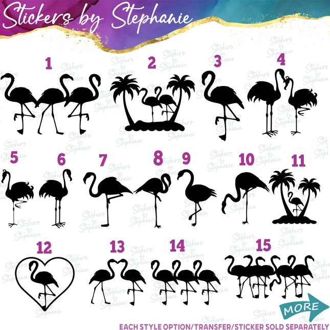 (s01A-023) Flamingo Silhouette Iron-On Transfer