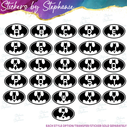 (s01C-030) Batman Monogram Letters Iron-On Transfer or Sticker
