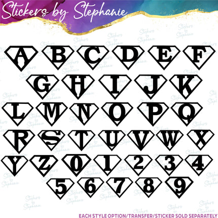 (s01C-031) Superman Monogram Letters Iron-On Transfer or Sticker