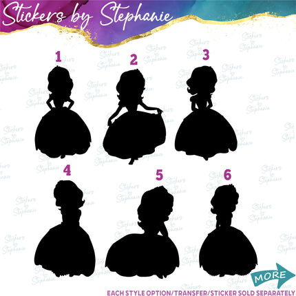 (s01C-032) Sophia the First Princess Silhouette Iron-On Transfer or Sticker