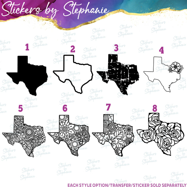 (s01S-043) Texas State Graphic Iron-On Transfer or Sticker