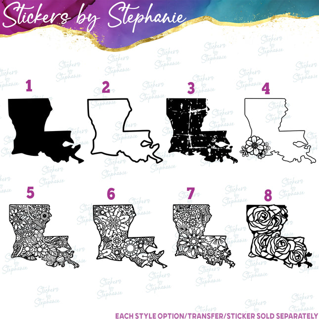 (s01S-018) Louisiana State Graphic Iron-On Transfer or Sticker