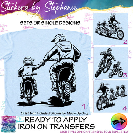 (s01-222) Motocross Dad Son Family Iron-On Transfer or Sticker