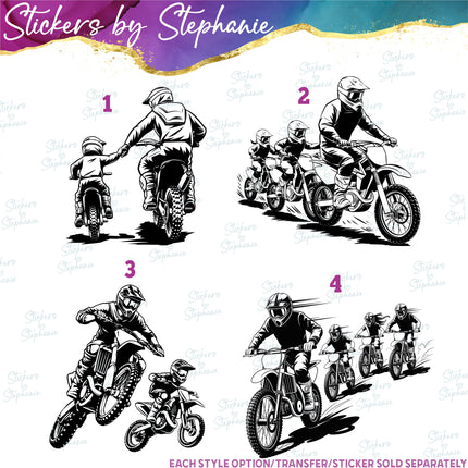 (s01-222) Motocross Dad Son Family Iron-On Transfer or Sticker