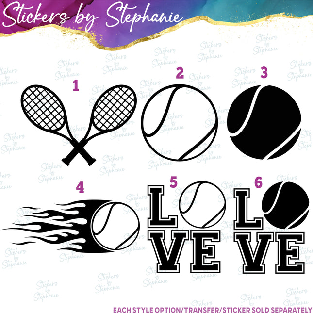 (s01-227) Tennis Ball Raquets Iron-On Transfer