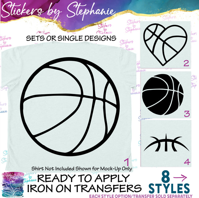 (s01-228) Basketball Ball Heart Iron-On Transfer