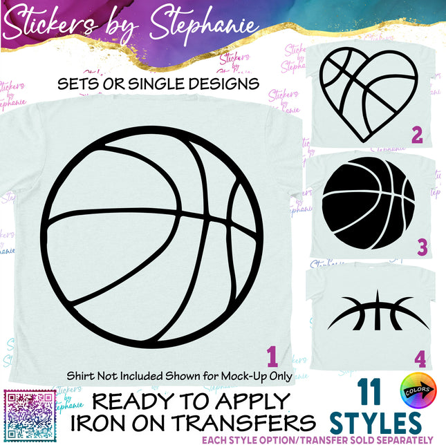 (s01-228) Basketball Ball Heart Iron-On Transfer