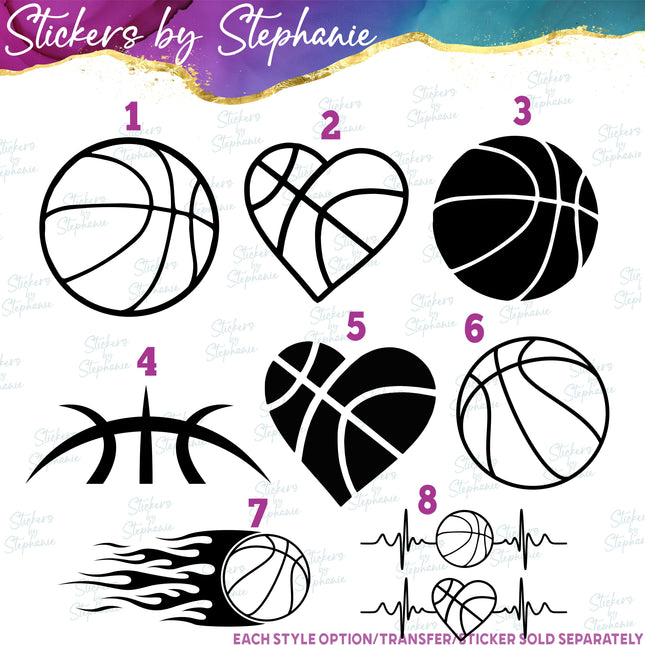 (s01-228) Basketball Ball Heart Iron-On Transfer