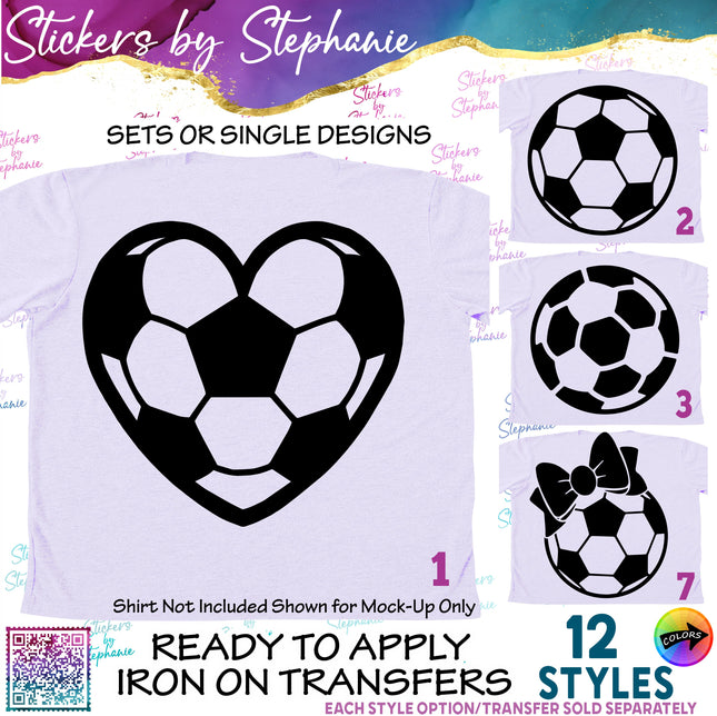 (s01-229) Soccer Ball Heart Iron-On Transfer