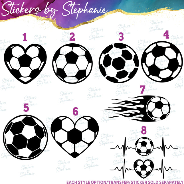 (s01-229) Soccer Ball Heart Iron-On Transfer