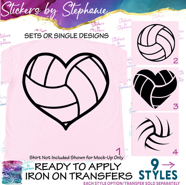 (s01-230) Volleyball Ball Heart Iron-On Transfer