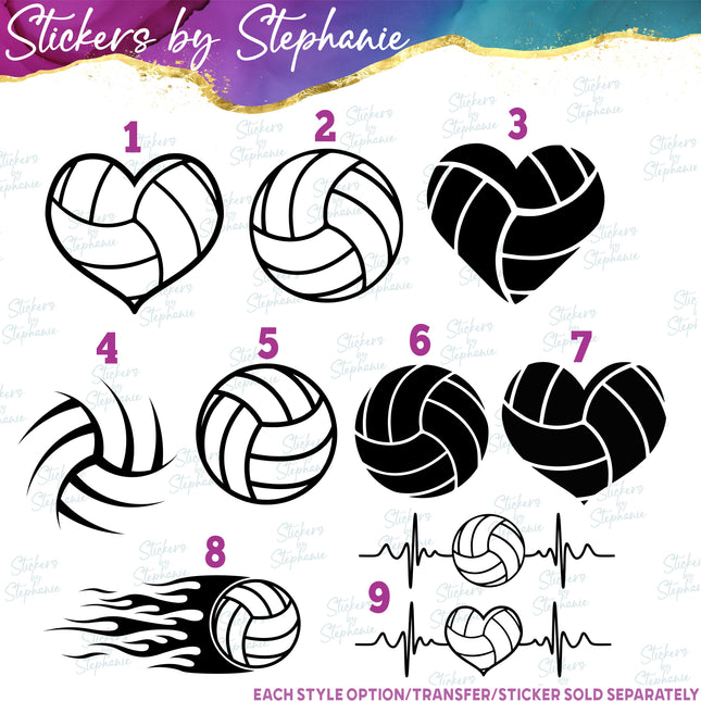(s01-230) Volleyball Ball Heart Iron-On Transfer