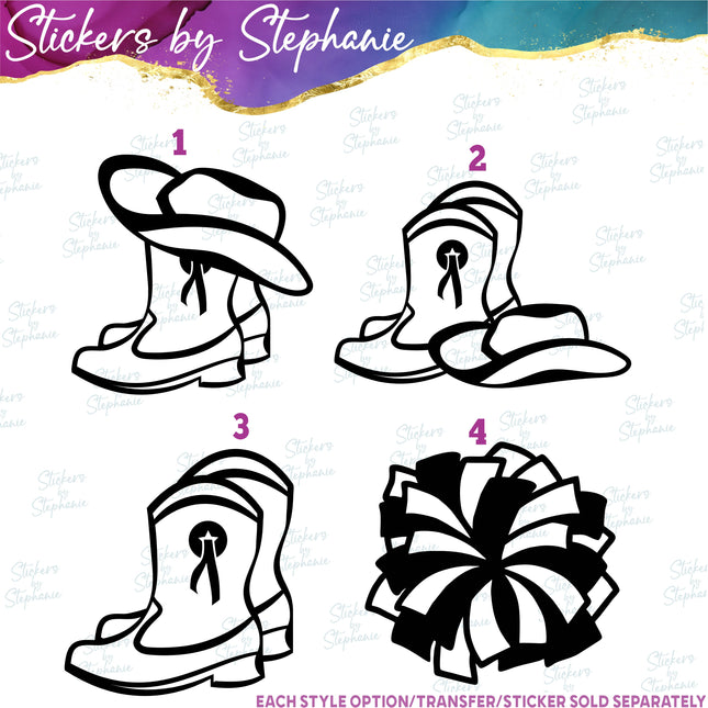 (s01-213) Drill Team Boots Pom-Pom Iron-On Transfer
