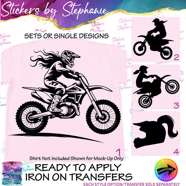 (s01-231) Motocross Girl Rider Iron-On Transfer
