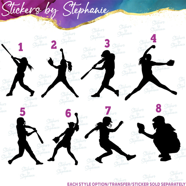 (s01-233) Softball Player Silhouette Iron-On Transfer