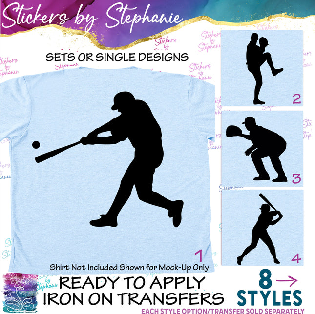 (s01-234) Baseball Player Silhouette Iron-On Transfer