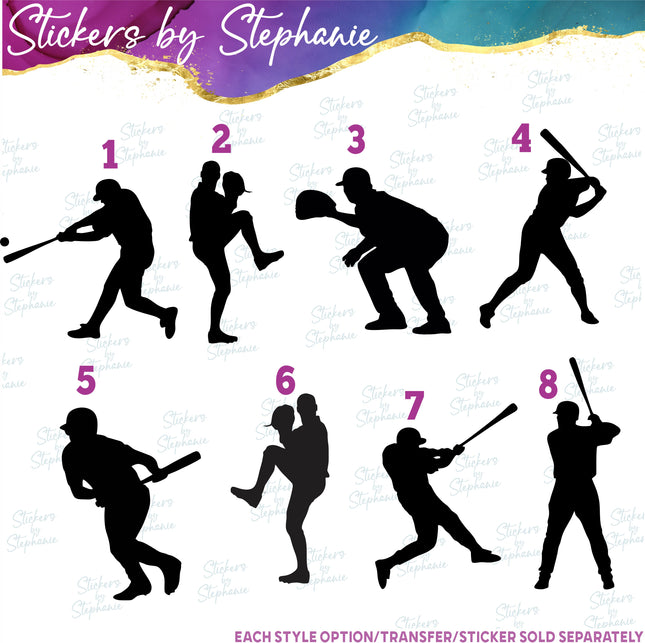 (s01-234) Baseball Player Silhouette Iron-On Transfer