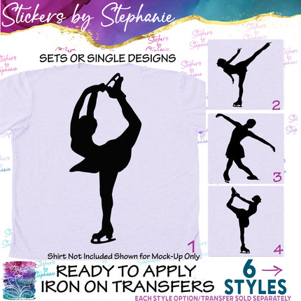 (s01-236) Ice Skater Skating Silhouette Iron-On Transfer