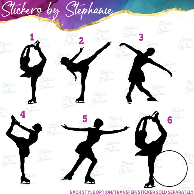 (s01-236) Ice Skater Skating Silhouette Iron-On Transfer