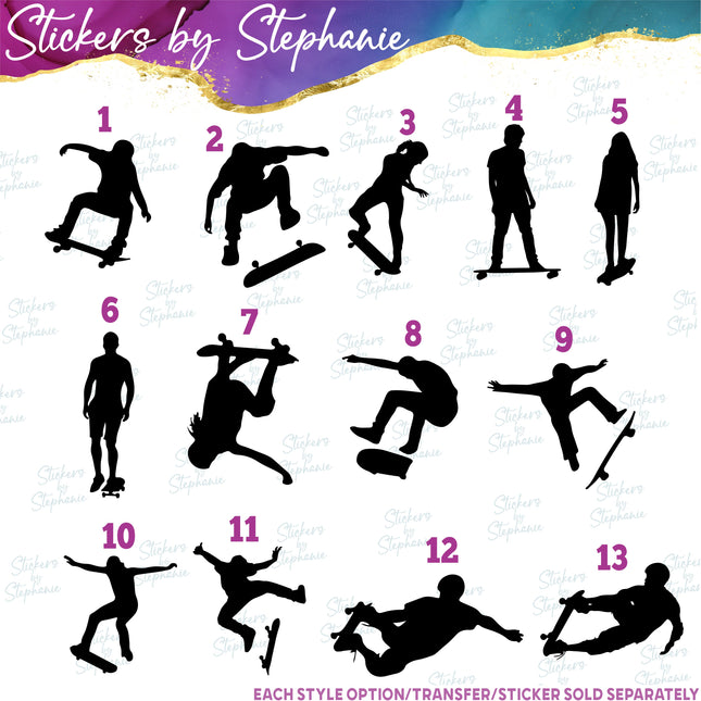 (s01-237) Skateboarding Skater Silhouette Iron-On Transfer