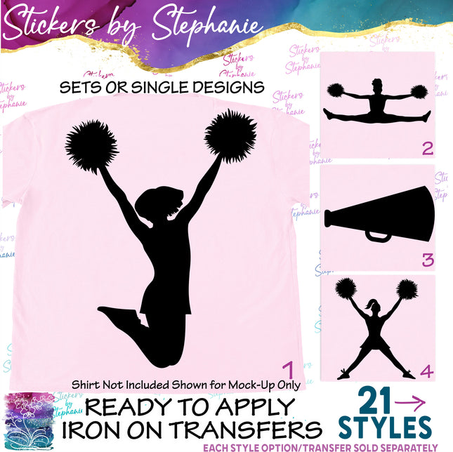 (s01-238) Cheer Cheerleader Silhouette Iron-On Transfer
