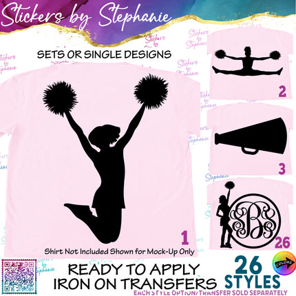(s01-238) Cheer Cheerleader Silhouette Iron-On Transfer