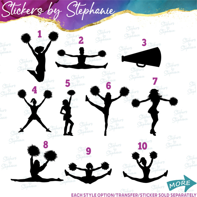 (s01-238) Cheer Cheerleader Silhouette Iron-On Transfer
