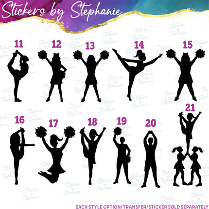 (s01-238) Cheer Cheerleader Silhouette Iron-On Transfer