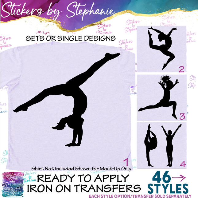 (s01-239) Gymnast Gymnastics Silhouette Iron-On Transfer
