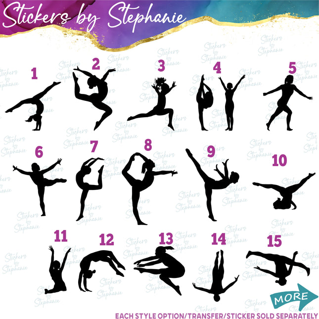(s01-239) Gymnast Gymnastics Silhouette Iron-On Transfer