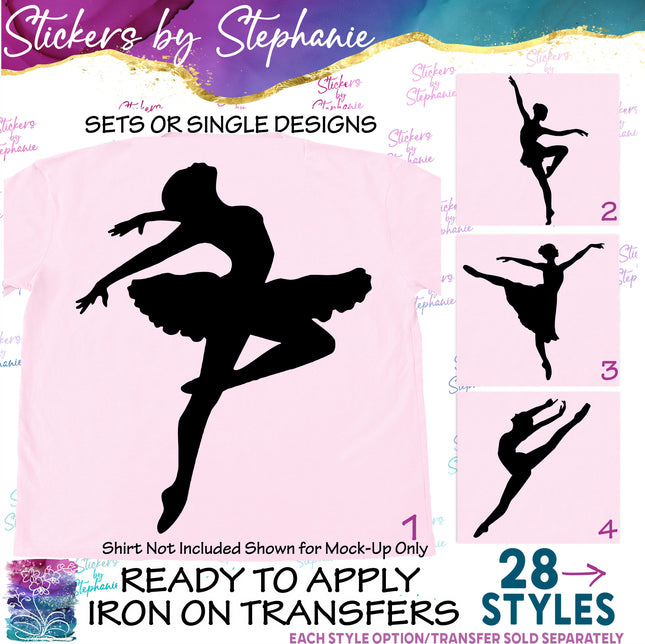 (s01-240) Ballerina Ballet Dancer Silhouette Iron-On Transfer