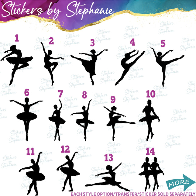(s01-240) Ballerina Ballet Dancer Silhouette Iron-On Transfer